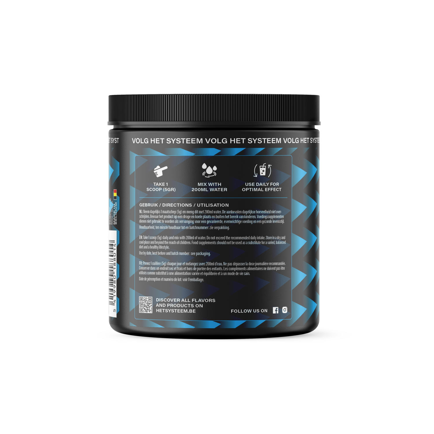 Het Systeem fitness en gezondheidsproduct, een pot creatine red fruits zijkant