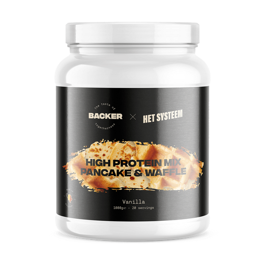 Het Systeem fitness en gezondheidsproduct, een pot voorkant Pancake & wafflemix