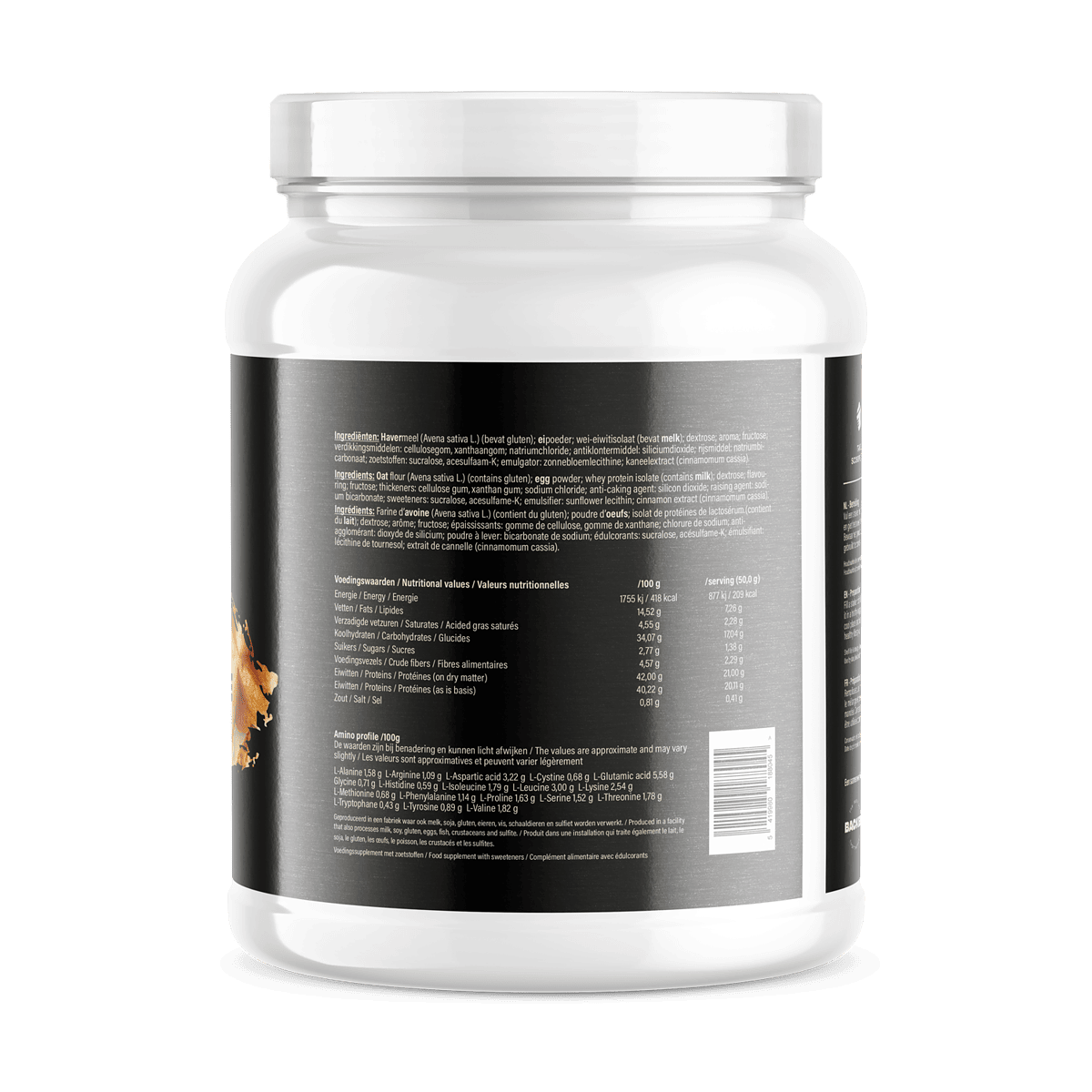 Het Systeem fitness en gezondheidsproduct, een pot zijkant Pancake & wafflemix