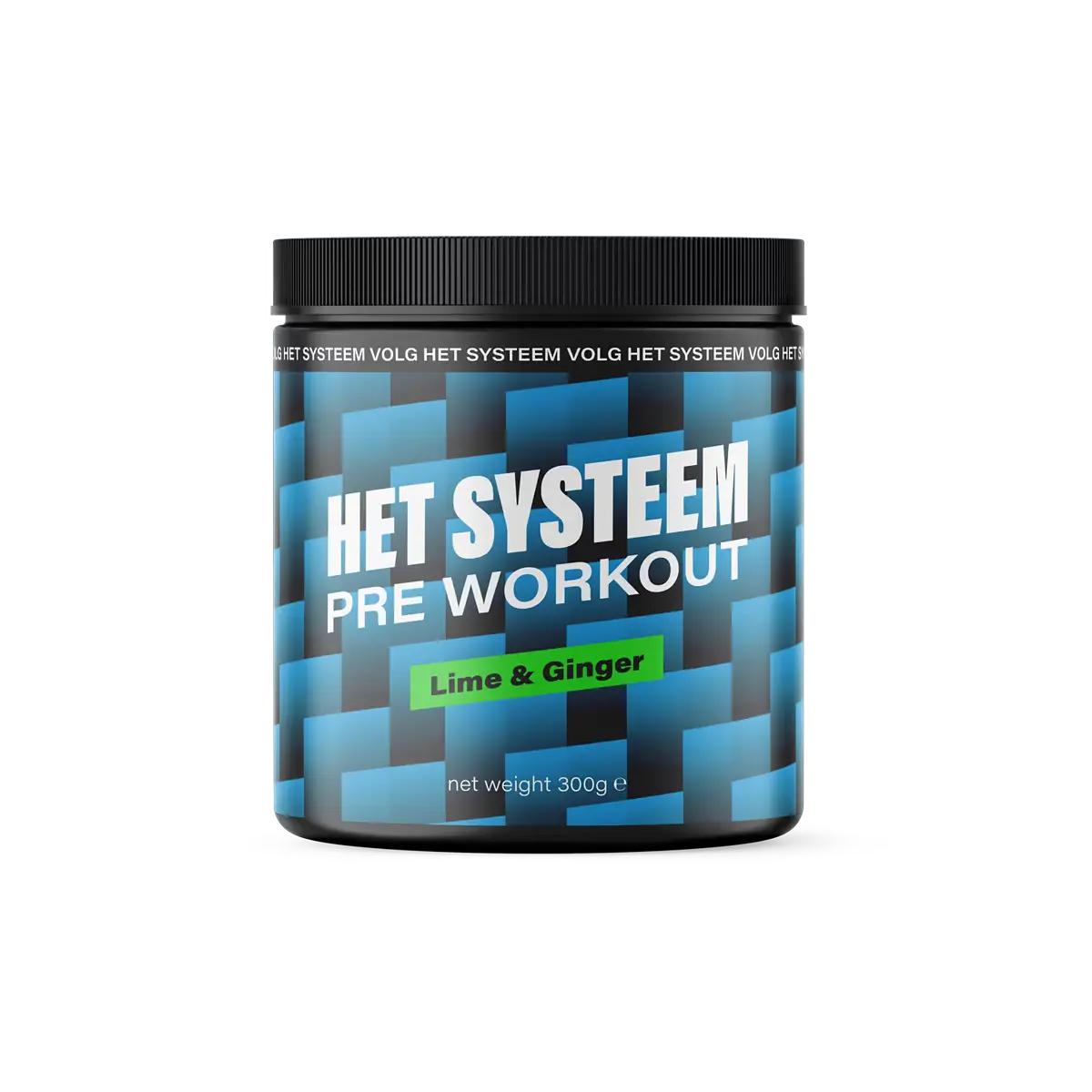 Het Systeem fitness en gezondheidsproduct, een pot pre workout Lime & ginger voorkant