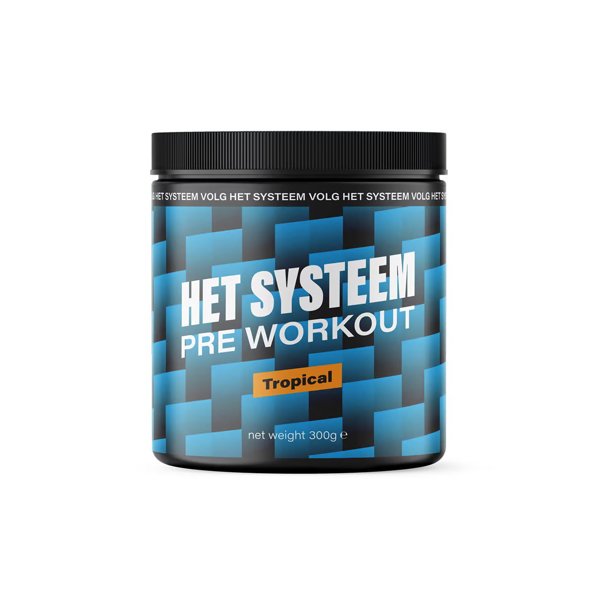 Het Systeem fitness en gezondheidsproduct, een pot pre workout Tropical voorkant