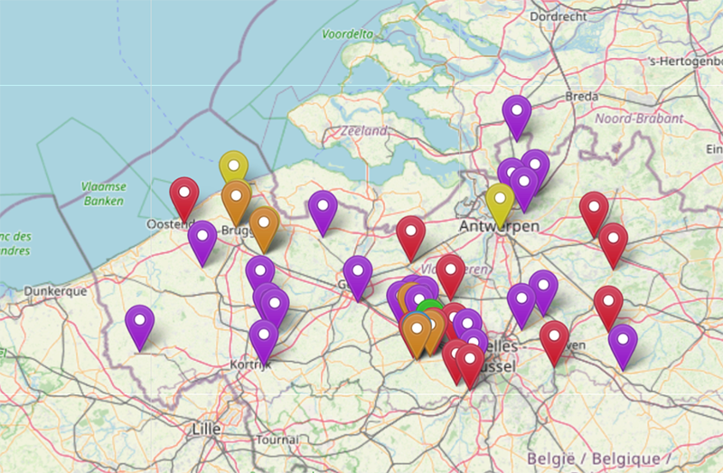 een kaart van alle plekken waar je in contact kan komen met het systeem